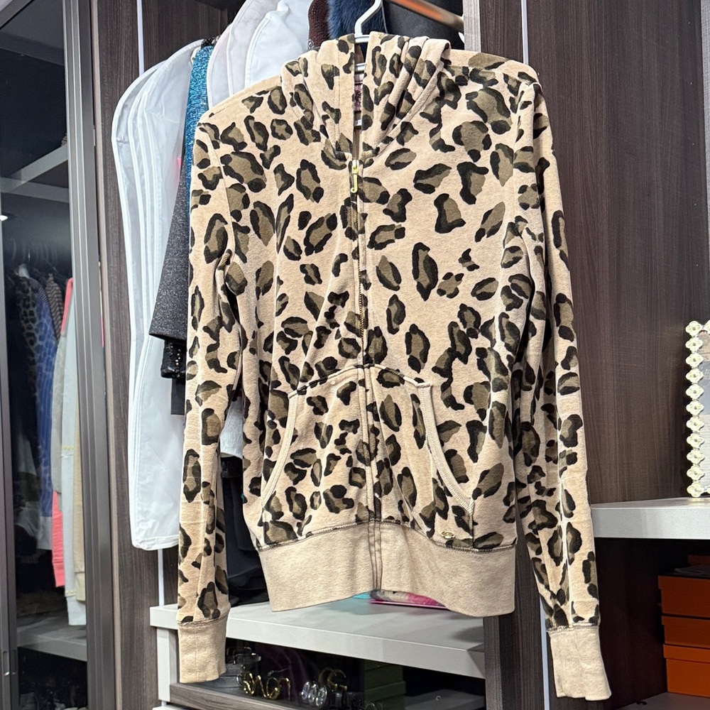 Juicy Couture Animal Print Hoodie - Cream and Black